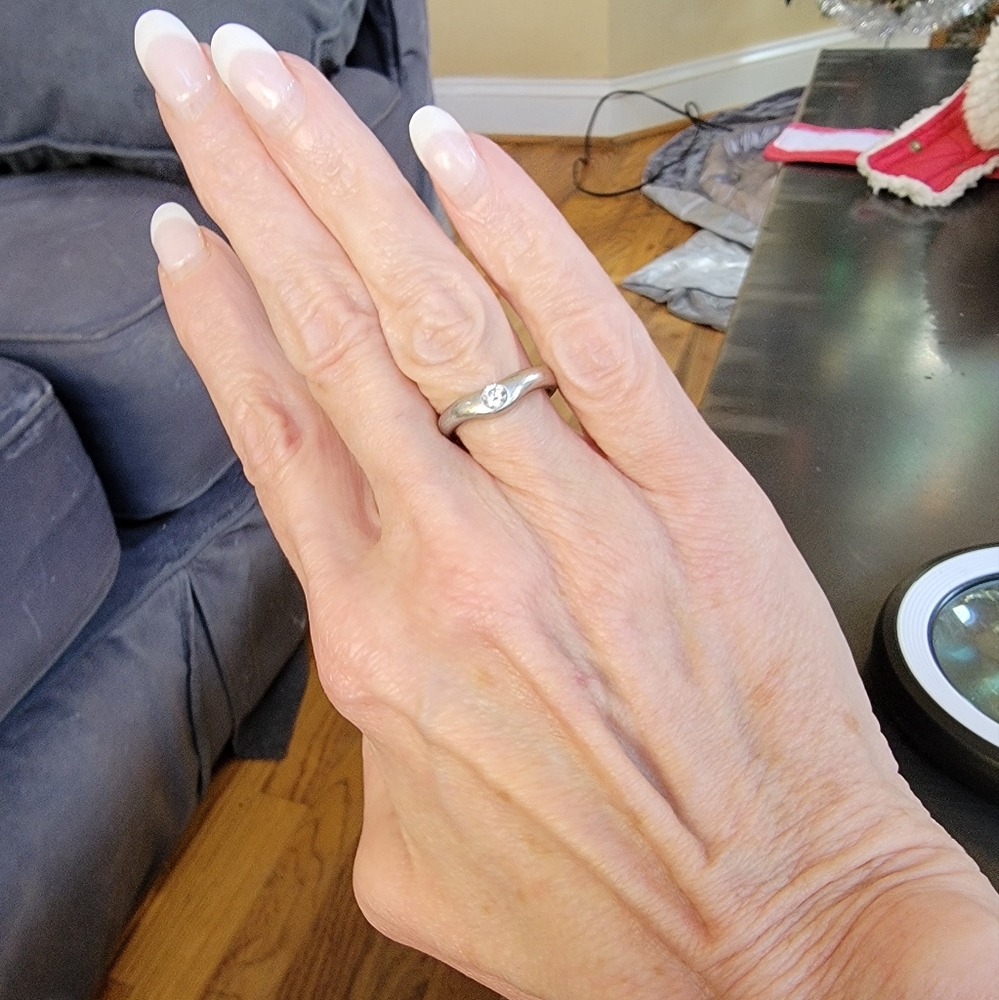 TIFFANY AND CO Elsa Peretti Diamond and platinum stack ring